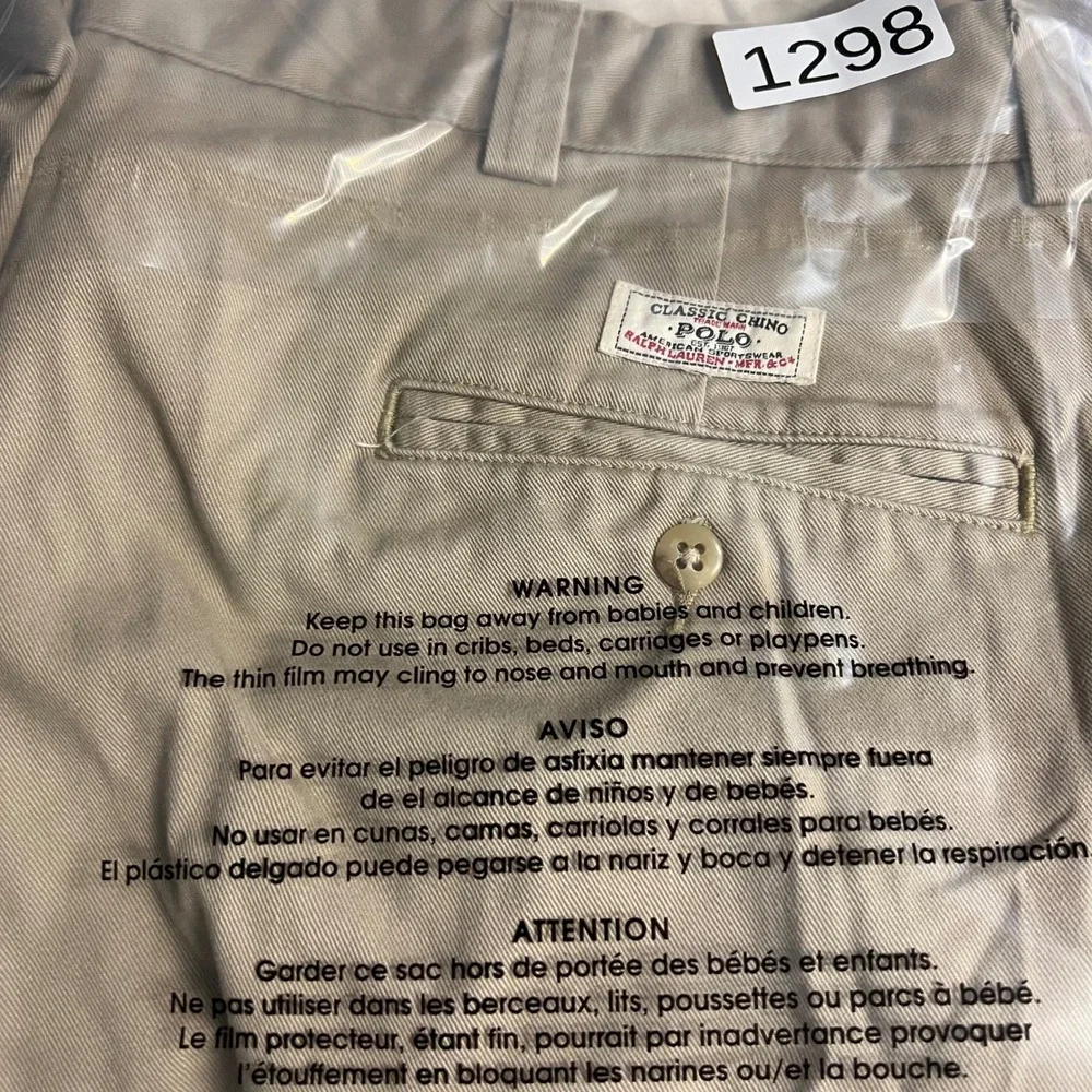 Polo Ralph Lauren Philip Pant Mens 38x32 Khaki Chino Straight Leg Cotton Tan VTG